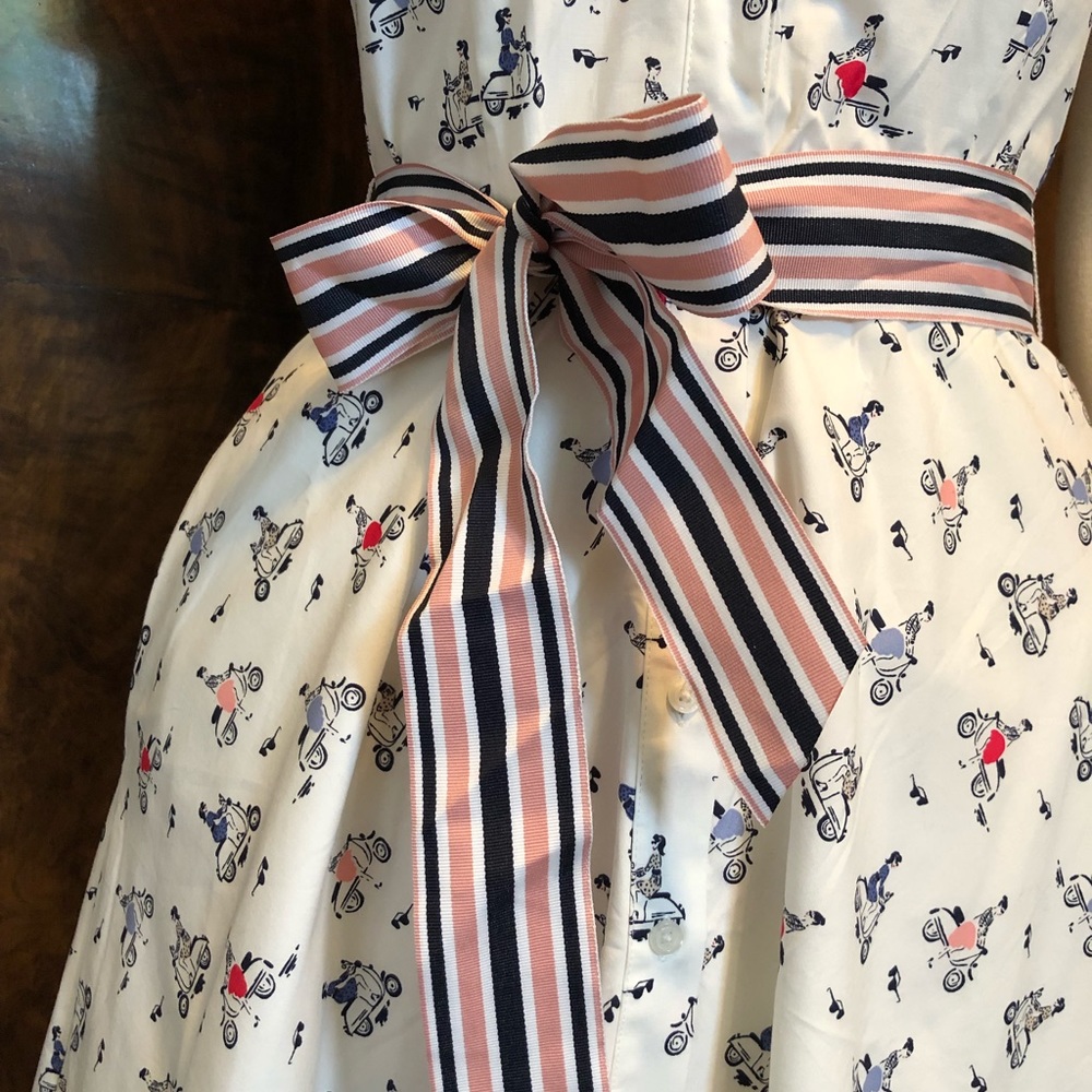 Boden scooter print dress. Vintage style, button.